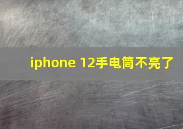 iphone 12手电筒不亮了